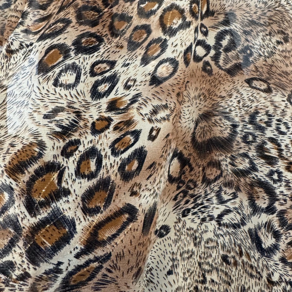 Y2K AB Studio Womens XL Leopard Print Ruffle V-Neck Blouse Metallic Gold Accents - Picture 8 of 10